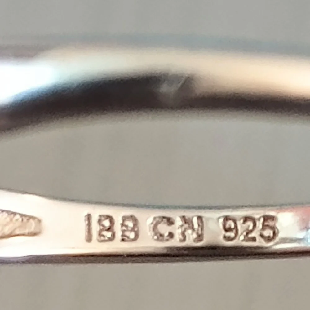 IBB 925 Light Blue Ring 7 Sterling Silver Solitaire with Clear Baguettes